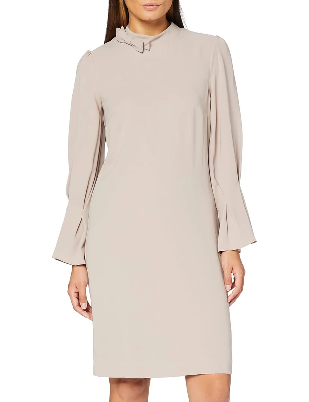 Gina Bacconi Women's Crepe Bow Dress Cocktail, Sand, 22