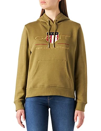 GANT Women's Archive Shield Sweat Hoodie Hooded Sweatshirt, Utility Green, M