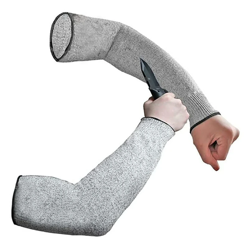 Ghopy 2PCS Arm Protection Sleeves, Level 5 Cut Resistant Protective Work Sleeve Anti Cut Guard Bracers, Forearm, Wrist Arm Protector for Garden Kitchen Farm Work (35CM/NO Thumb Hole)