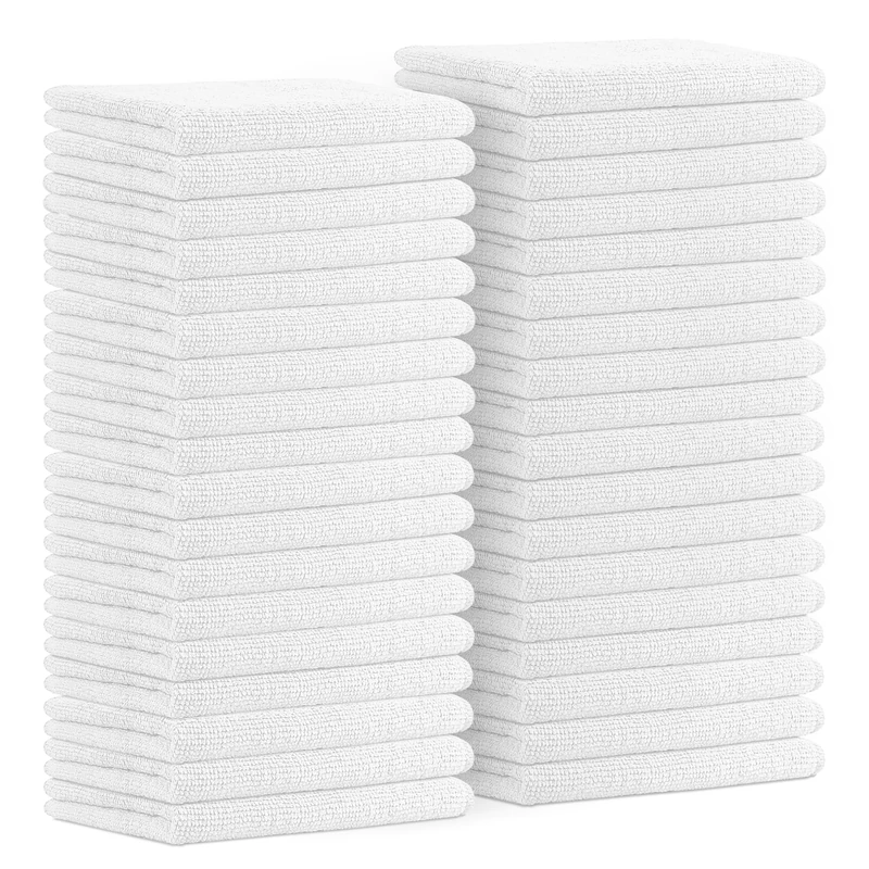 Avalon Microfiber Cleaning Cloths (Value Pack of 36) Size 16" x 16", Highly Absorbent Cleaning Rags, Lint Free Cleaning Towels, Reusable and Washable, Microfiber Towels for Cars (White)