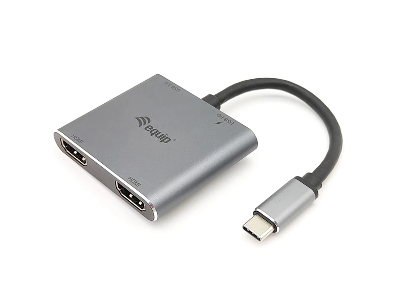 Equip Adapter USB-C/133484 USB-C 4-in-1 Dual HDMI Adapter/Silver