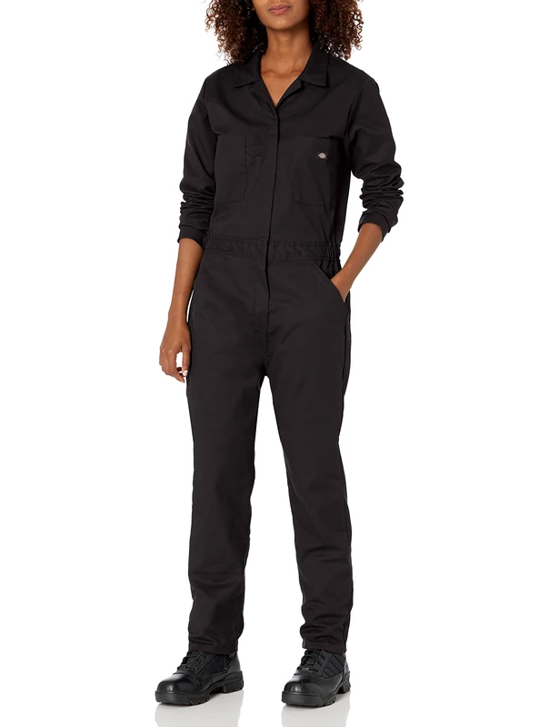 Dickies Women's Flex Cooling Temp-iq Long Sleeve Coveralls Overalls, Black, XS