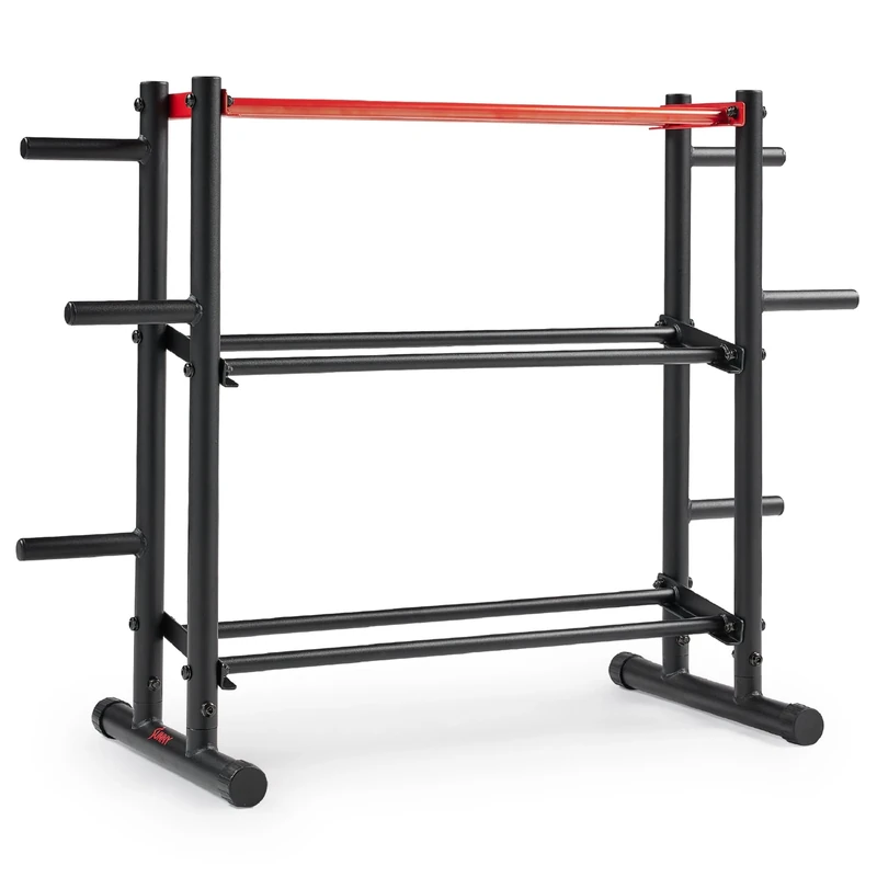 Sunny Health & Fitness Multi-Weight Storage Rack Stand for Dumbbells, Kettlebells, Olympic Weight Plates, Barbell and Medicine Ball, Heavy Duty Metal Strength Training Stand for Home Gym - SF-XF921036