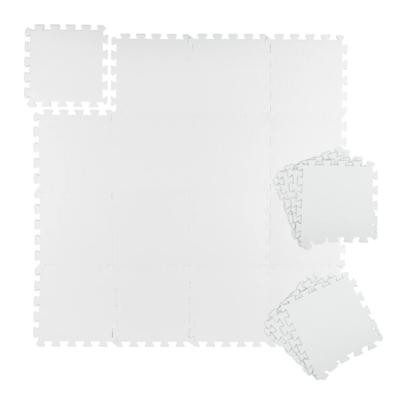 Relaxdays Floor Protection Mat x24, 30x30cm, Underlay for Fitness Equipment, Total Area: 2.16 m², Noise & Impact, White