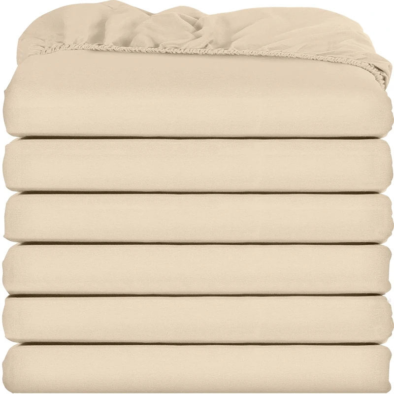 Utopia Bedding Queen Fitted Sheets - Bulk Pack of 6 Bottom Sheets - Soft Brushed Microfiber - Deep Pockets - Shrinkage & Fade Resistant - Easy Care (Beige)