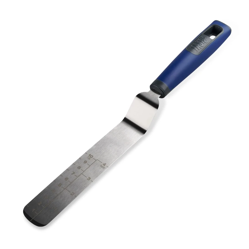 Tasty Everyday Palette Knife for Baking & Icing, Stainless Steel Angled Spreading Spatula for Baking and Decorating Cakes, Icing Spatula Tool for Baking, Dimensions: 33x3x4cm Colour: Dark Grey & Blue