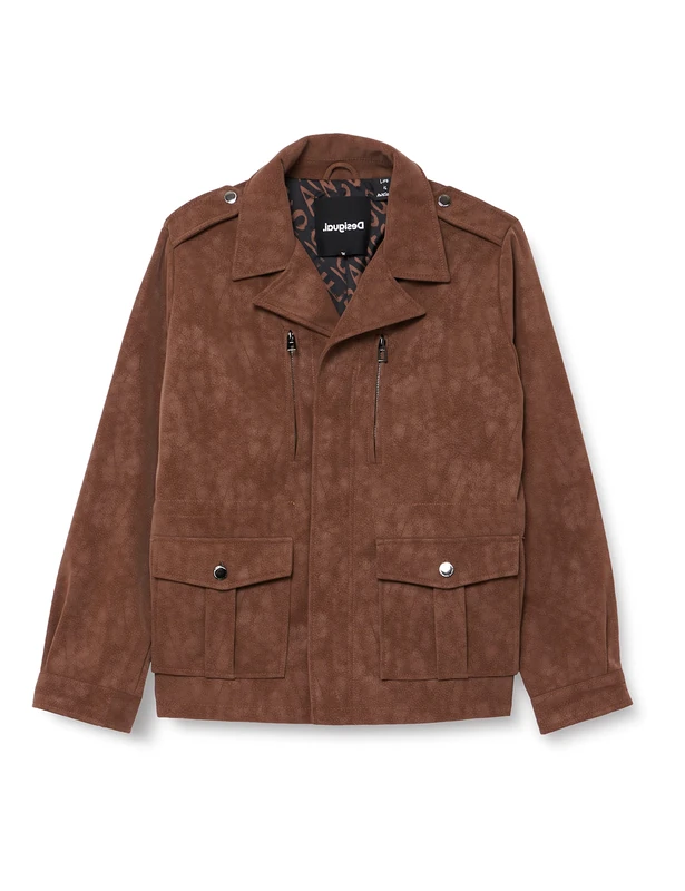 Desigual Women's CHAQ_AMAR Faux Leather Jacket, Brown, XS