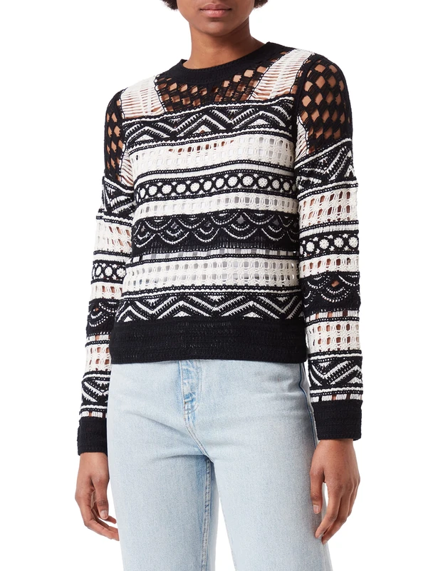 Desigual Women's JERS_Stripes Sweater, Black, S