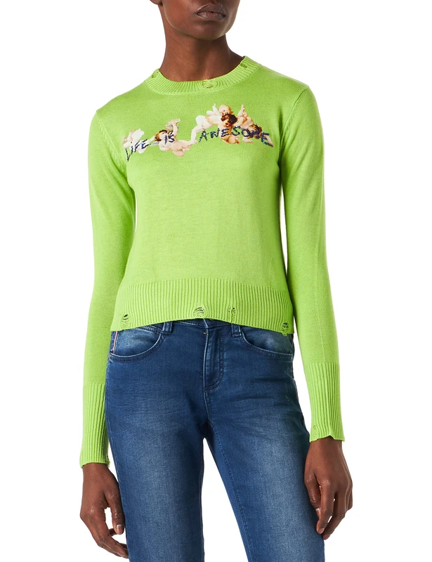 Desigual Women's JERS_Julia Sweater, Green, L
