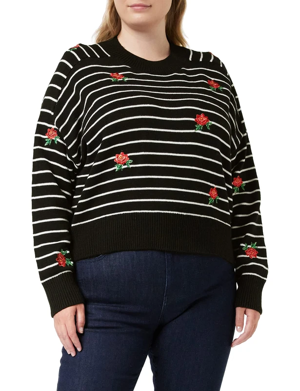 Desigual Women's JERS_Saint Tropez Sweater, Black, L