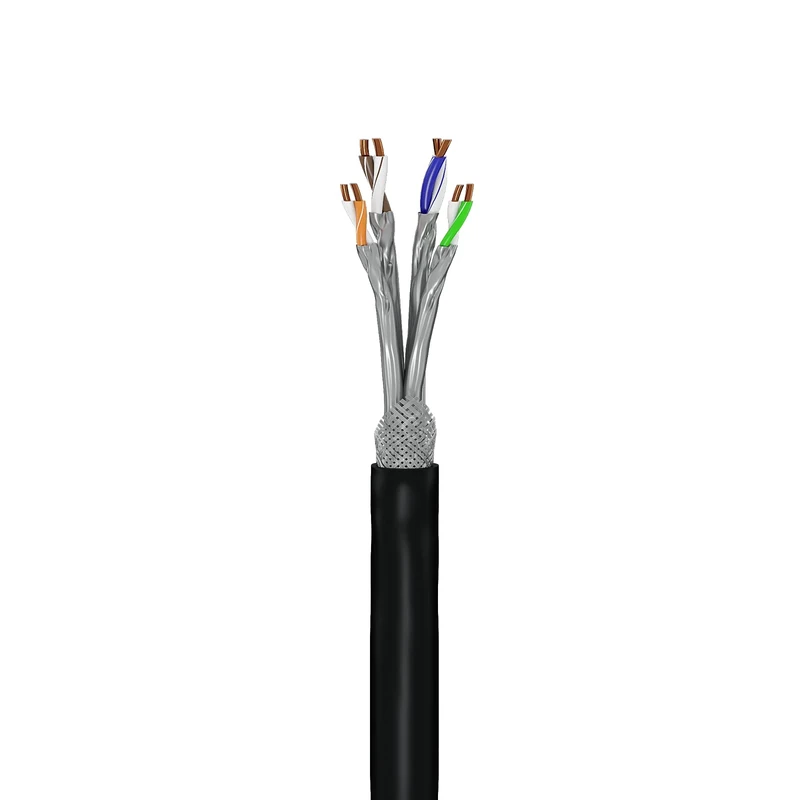 goobay 52768 Cat 7 Outdoor Network Cable, Installation Cable, S/FTP (PiMF), OFC, 600 MHz, Double Shielded, AWG 23/1, PE Sheath, Black, 100 m, 100 m