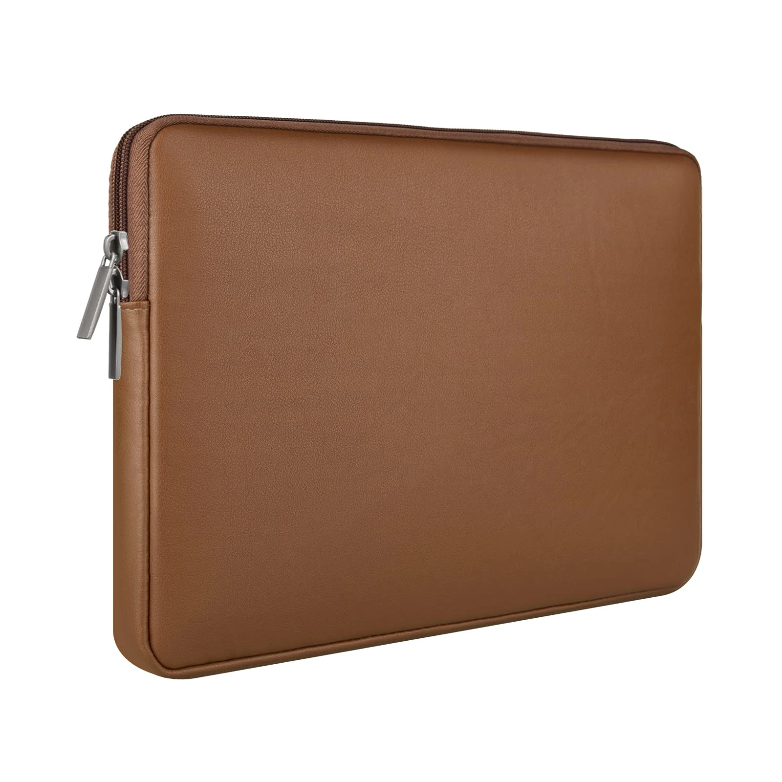 RAINYEAR 15 Inch Laptop Sleeve Soft PU Leather Case Protective Water Resistant Zipper Padded Cover Carrying Computer Bag Compatible with 15.4 MacBook Pro, Surface 3/4 15", New XPS 15 Touch (Brown)