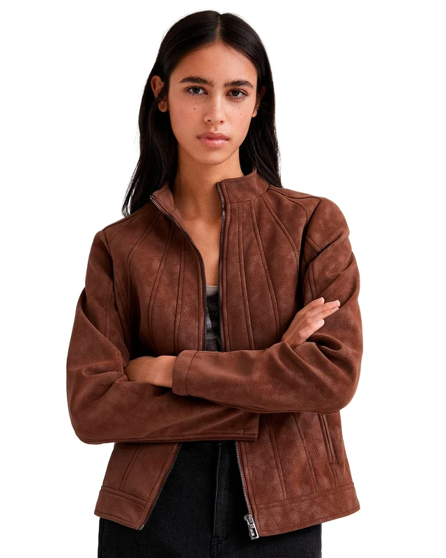 Desigual Mar Faux Suede Biker Jacket 6 Colours Recycled Fabric 22SWEW30