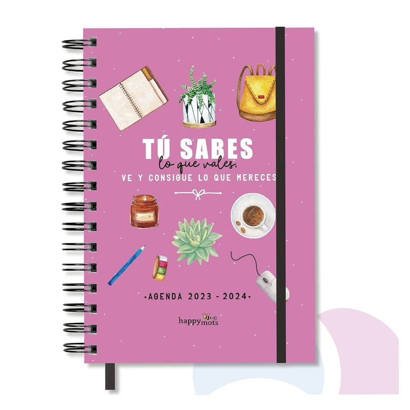 HappyMots School Calendar 2024 | Weekly Calendar 12 Full Months | Year Planner 2023 2024 from September 2023 to August 2024 | Includes Planner, Calendar and Stickers, A5 Size