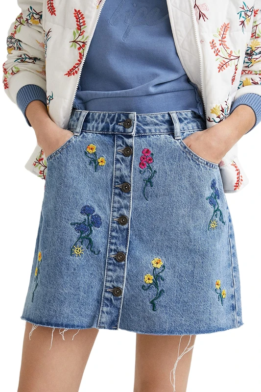 Desigual Women's FAL_Berna Skirt, Blue, 34