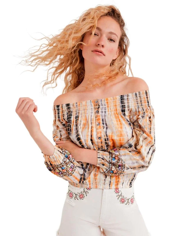 Desigual Women's BLUS_Savanna Blouse, Orange, XXL