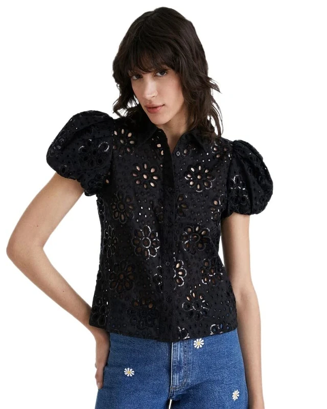 Desigual Filadelfia Broderie Anglais Shirt 22SWCW09 Black White