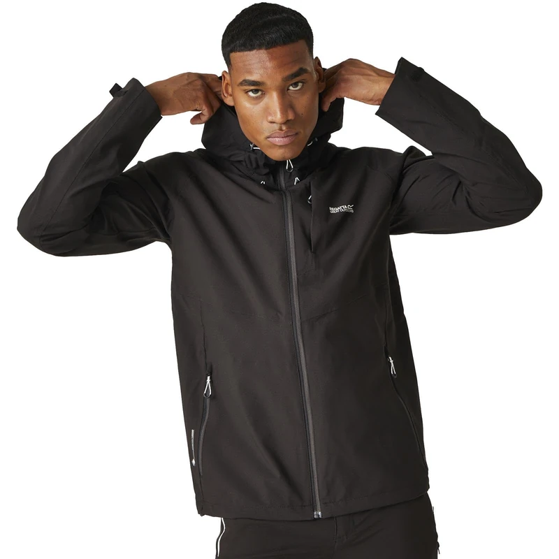 Regatta Mens Britedale Waterproof Rain Jacket - Black - L