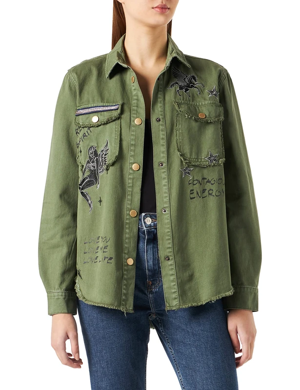 Desigual Women's CAM_POMORA Shirt, Green, XS