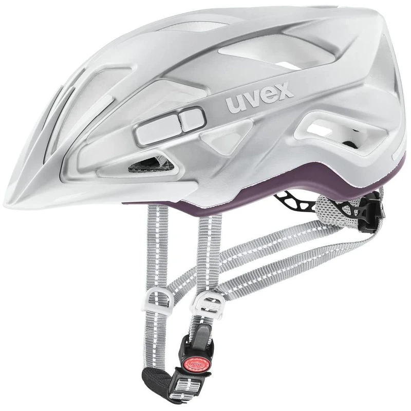 uvex City Active - Secure City Bike Helmet for Men & Women - incl. LED Light - Individual Fit - Silver Plum Matt - 56-60 cm