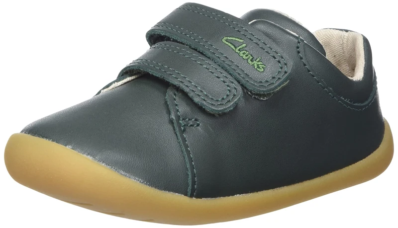 Clarks Boy's Roamer Craft T Sneaker, Green Leather, 2.5 UK Child Wide