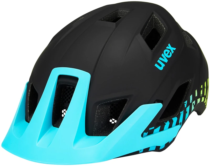 uvex Access - Lightweight Mountain Bike Helmet for Men & Women - Individual Fit - Optimized Ventilation - Black Aqua Lime Matt - 52-57 cm