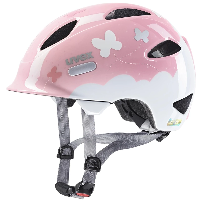 uvex Oyo Style - Lightweight Kids Bike Helmet for Children - Individual Fit - Upgradeable with an LED Light - Butterfly Pink - 50-54 cm