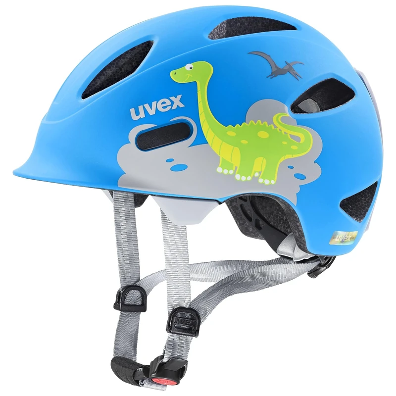 uvex Oyo Style - Lightweight Kids Bike Helmet for Children - Individual Fit - Upgradeable with an LED Light - Dino Blue Matt - 45-50 cm