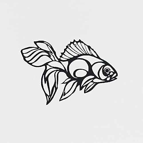 Homemania HOMESRV-08 Wall Decoration - Animals - Fish - for Living Room, Bedroom - Black on Metal, 40 x 1.5 x 30 cm