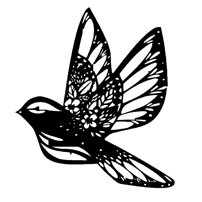 Homemania HOMESRV-27 Wall Decoration - Mural Art Wall - Animals, Bird - for Living Room, Bedroom - Black on Metal, 35 x 1.5 x 40 cm