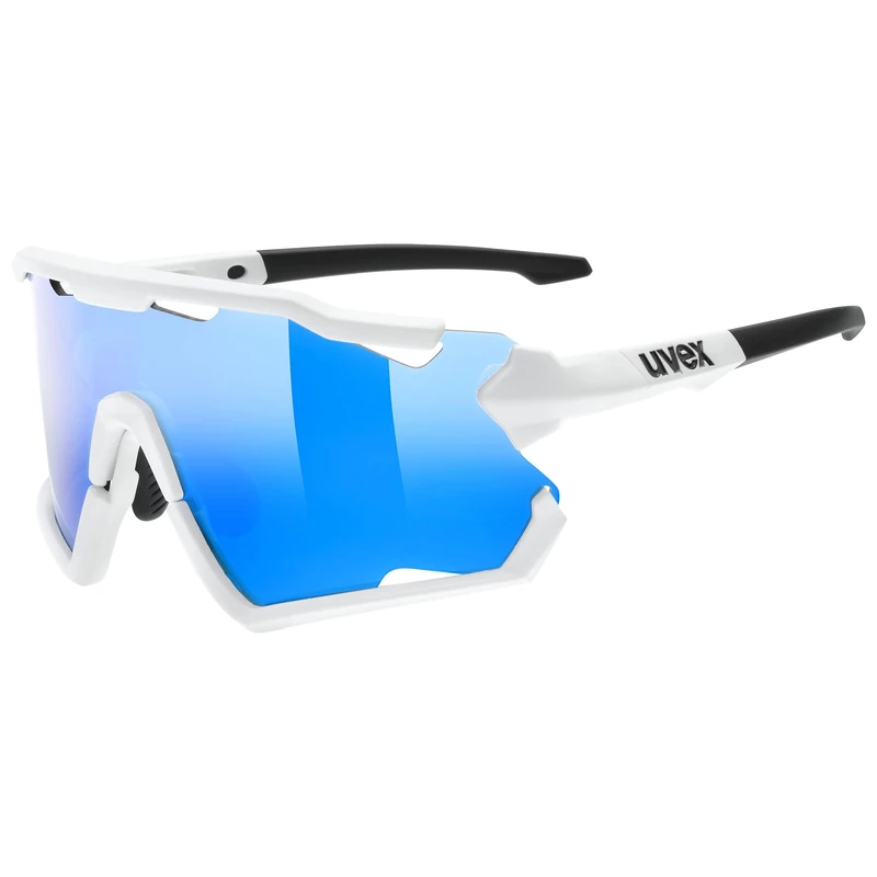 uvex Sportstyle 228 Set - Sports Sunglasses for Men and Women - Anti-Fog Technology - incl. Interchangeable Lenses - White Matt/Blue - One Size