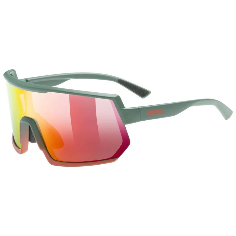 uvex Sportstyle 235 - Sports Sunglasses for Men and Women - Anti-Fog Technology - Comfortable & Non-Slip - Moss Grapefruit Matt/Red - One Size