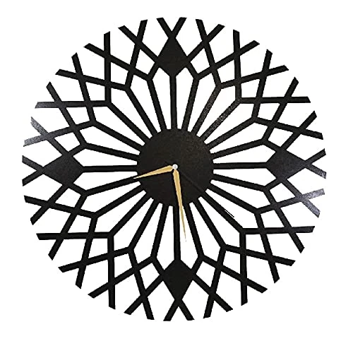 Homemania Geometric Wall Clock, Metal, Black, 50 x 0.3 x 50 cm, 50 x 0.15 x 50