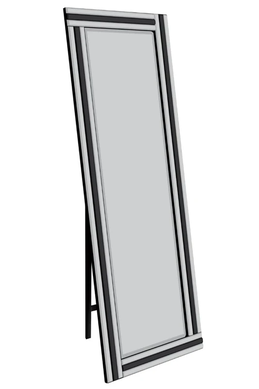 Dalton Black and Mirror Triple Bevel Free Standing Cheval Dress Mirror 5ft7 x 1f11 170cm x 58cm… - Image 1