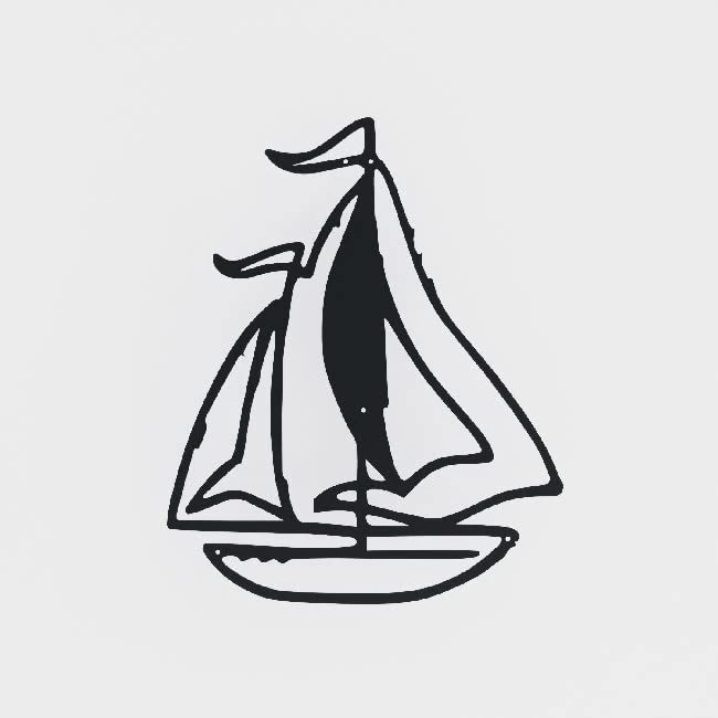 Homemania HOMESRV-09 Wall Decoration - Wall Art - Boat - for Living Room, Bedroom - Black on Metal, 40 x 1.5 x 50 cm