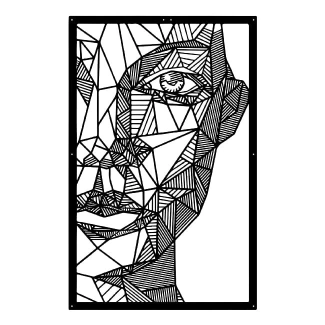 Homemania HomesRV-44 Silhouette Wall Decoration – Portrait, Women's Face for Living Room, Bedroom – Black on Metal, 65 x 0.3 x 100 cm