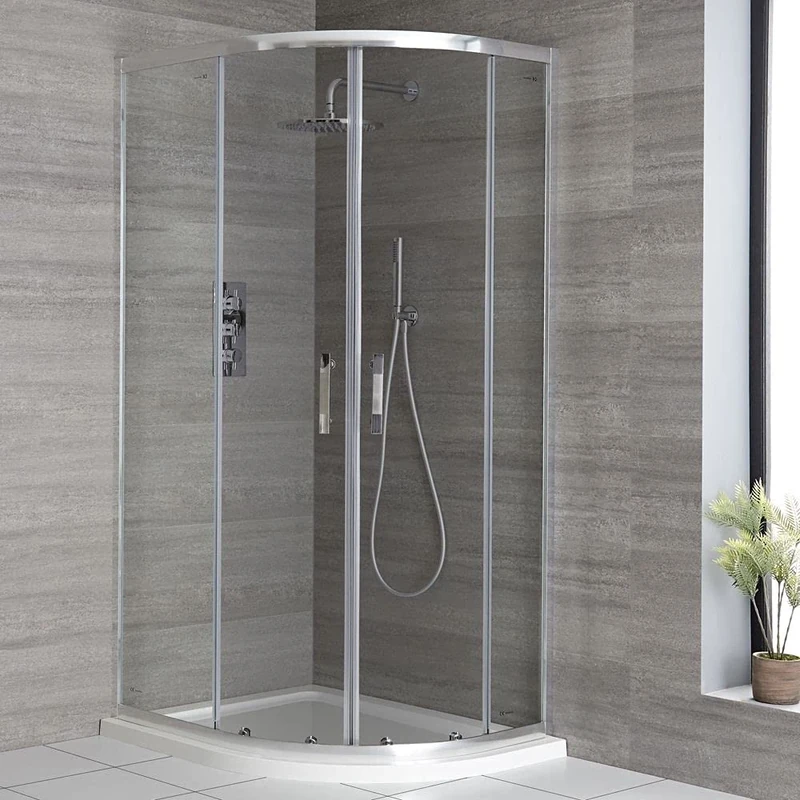 Milano Chrome Quadrant Shower Enclosure - 900x760mm White Tray