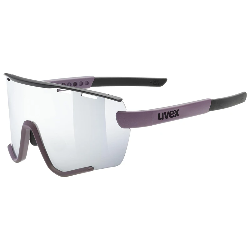 uvex Sportstyle 236 S Set - Sports Sunglasses for Men and Women - Anti-Fog Technology - incl. Interchangeable Lenses - Plum Black Matt/Silver - One Size