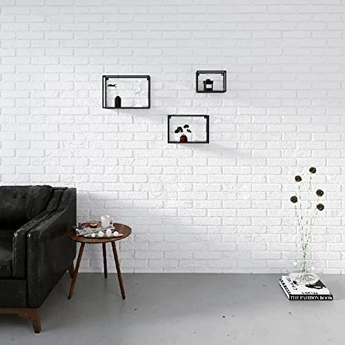Homemania BSHELF-01 Wall Shelf - Black in Metal, 40 x 13 x 25 cm, Set of 3