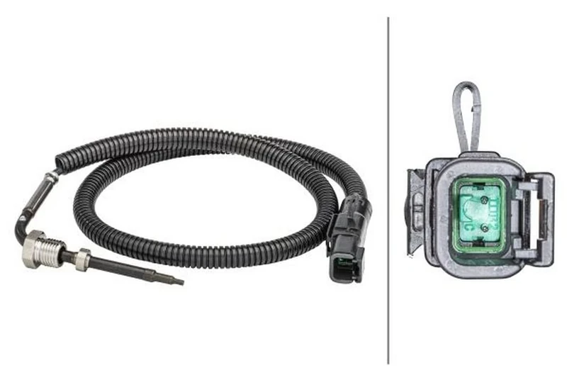 HELLA 6PT 358 181-361 Sensor, exhaust gas temperature - 2-pin connector - Bolted - Cable: 575mm