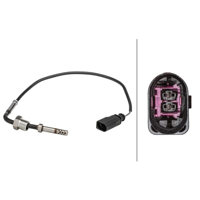 HELLA 6PT 358 181-161 Sensor, exhaust gas temperature - 2-pin connector - Bolted - Cable: 290mm