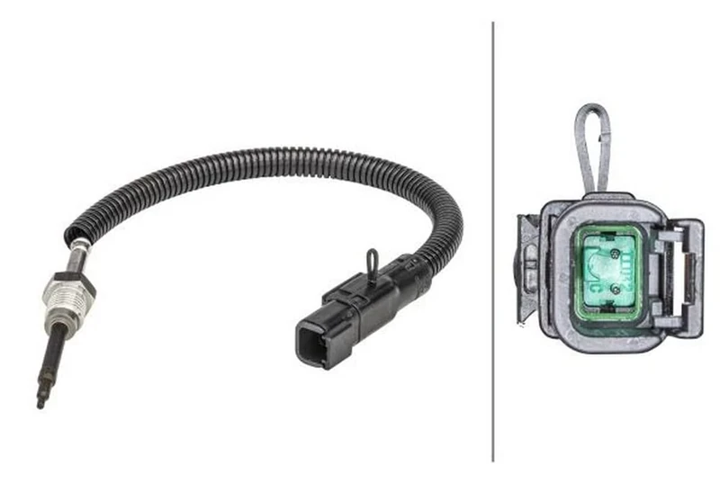 HELLA 6PT 358 181-351 Sensor, exhaust gas temperature - 2-pin connector - Bolted - Cable: 230mm