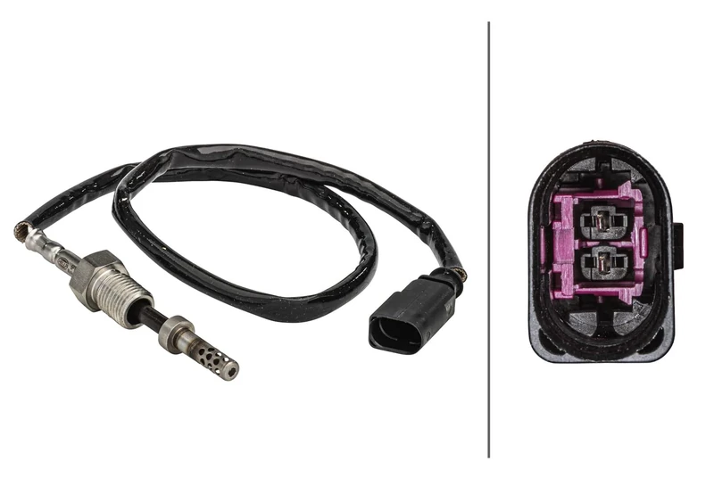 HELLA 6PT 358 181-141 Sensor, exhaust gas temperature - 2-pin connector - Bolted - Cable: 475mm