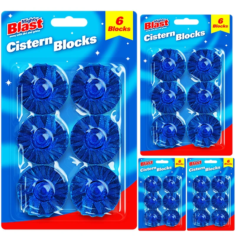 24 Pcs Toilet Cistern Blue Blocks Loo Bowl Active Cleaner Freshener Tablets Dirt Protection Stain Limescale Power Remover Fresh Home Office Disinfect Household Care Cleaners Cleaning UK FREE P&P