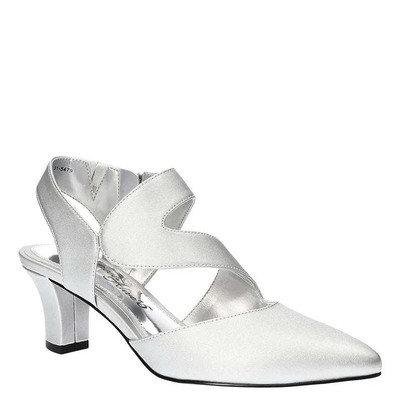 Easy Street Women's Venue Pump, Silver Satin/Gore, 7.5 UK - Image 1
