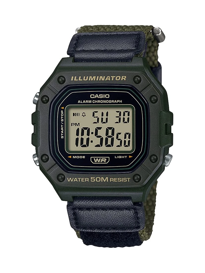 Casio Men's Quartz Sport Watch with Resin Strap, Green, 28 (Model: W-218HB-3AVCF),Black, Standard, W218HB-3AV