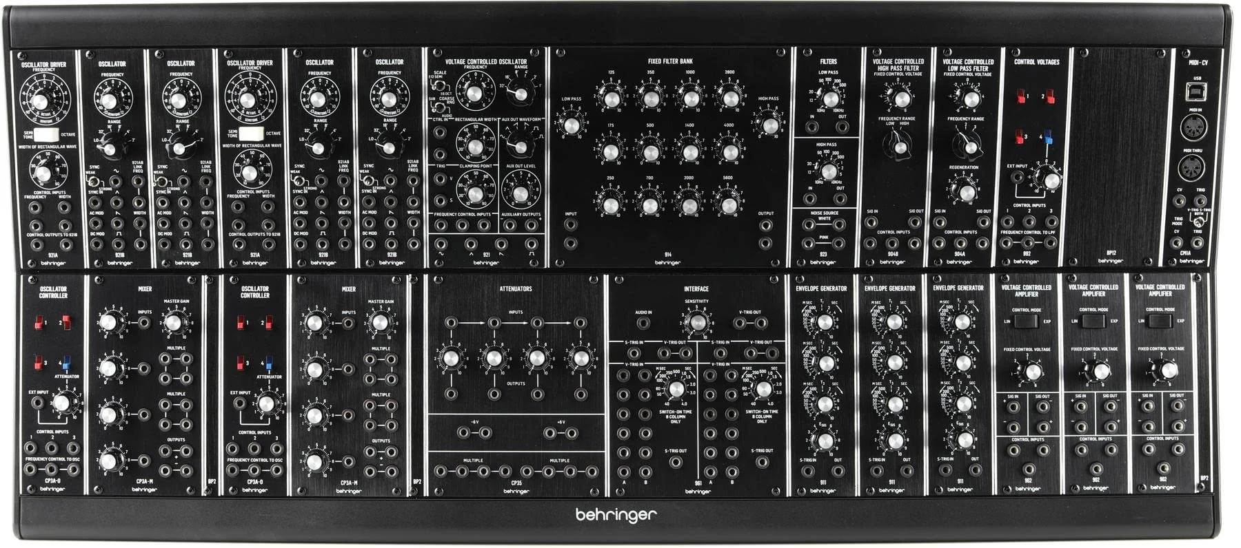 Behringer SYSTEM 35 Complete "System 35" Modular Synthesizer with 25 Modules, MIDI-to-CV Converter and EURORACK GO Case
