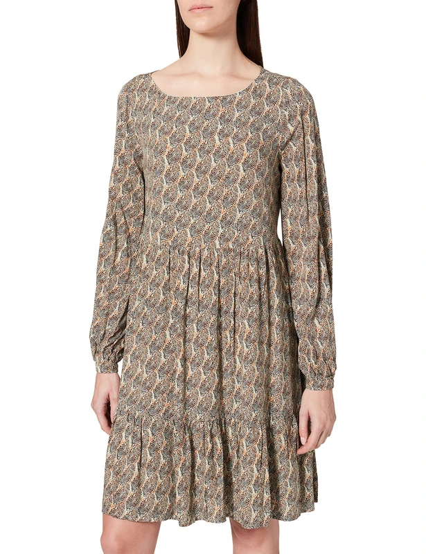 Comma Women's Kleid Kurz Business Casual Dress, 72B4 Light Green AOP, 32