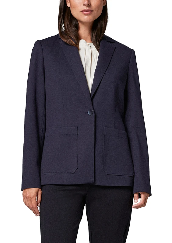 Comma Women's Blazer Langarm, 5976 Navy, 38