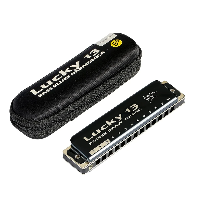 East top Lucky 13 Bass Plus Blues Harmonica 13 Holes Diatonic Harp Mouth Organ Professional Musical Instruments PowerDraw Bb key for Adults